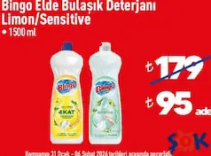 BİNGO SIVI BULAŞIK DETERJANI 1500 ML fiyat ve kampanya bilgisi
